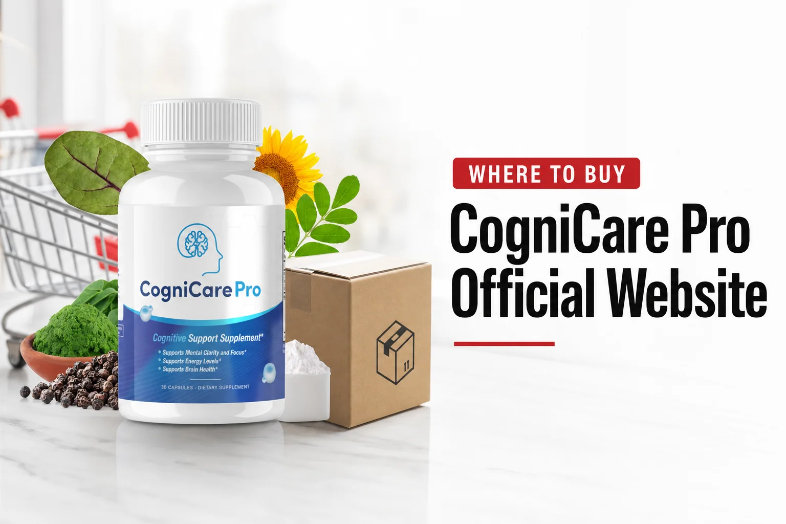 Thumbnail image of CogniCare Pro bottle and label with the headline 'cognicare pro official website' on a clean white background.