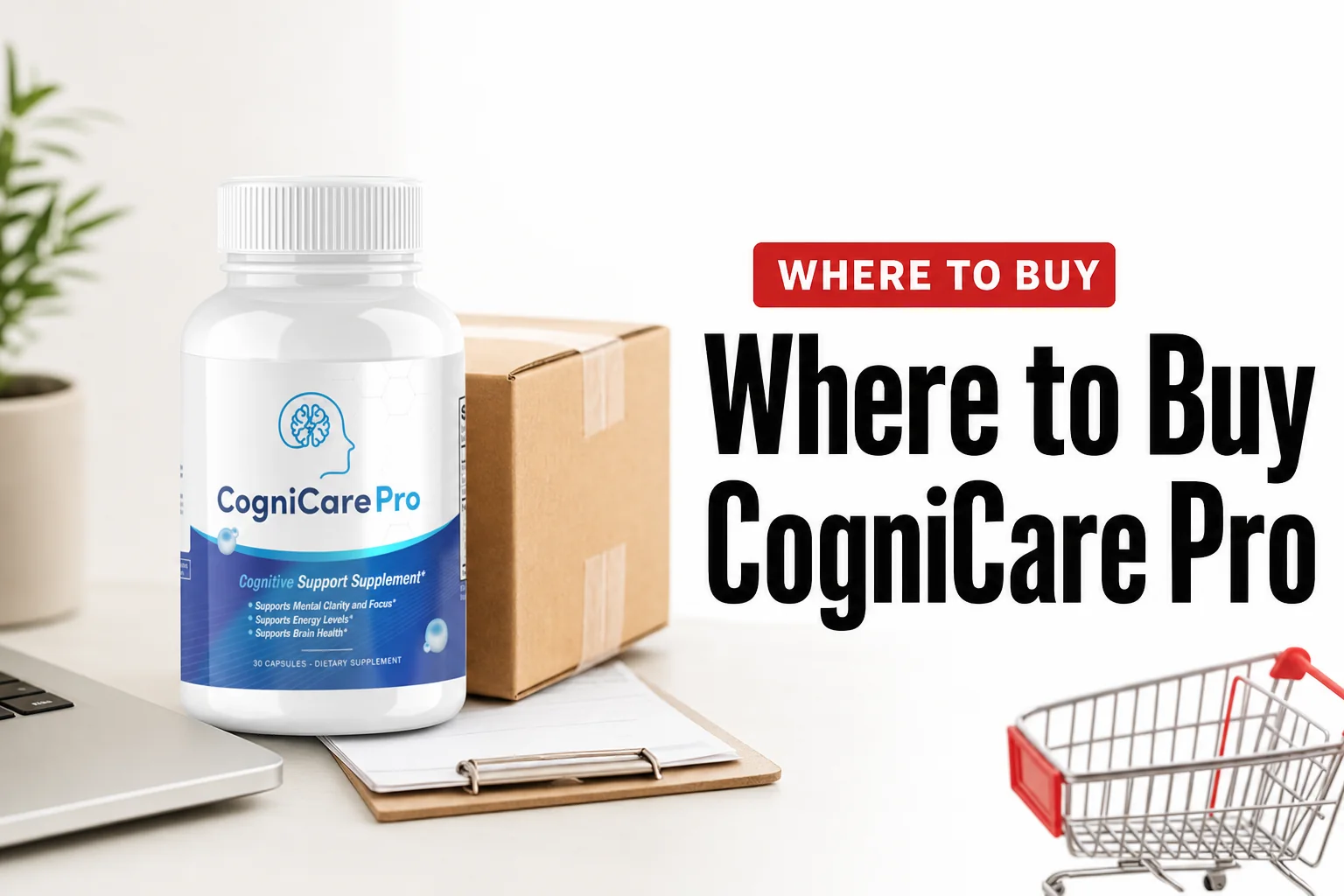 Editorial review thumbnail showing the CogniCare Pro bottle and the phrase 'where to buy cognicare pro'